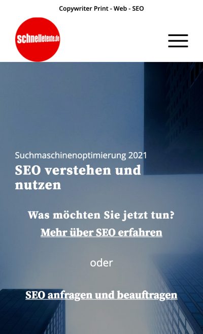 Website Mobilansicht nach SEO / UX-Optimierung