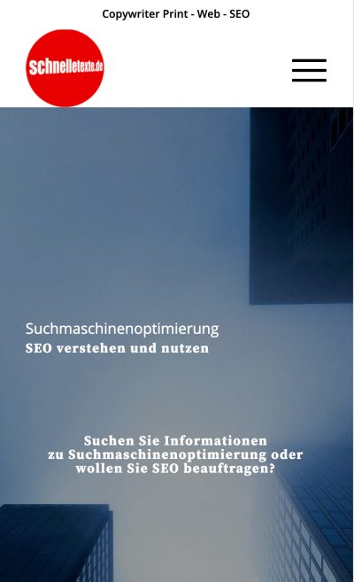 Website Mobilansicht vor SEO / UX-Optimierung